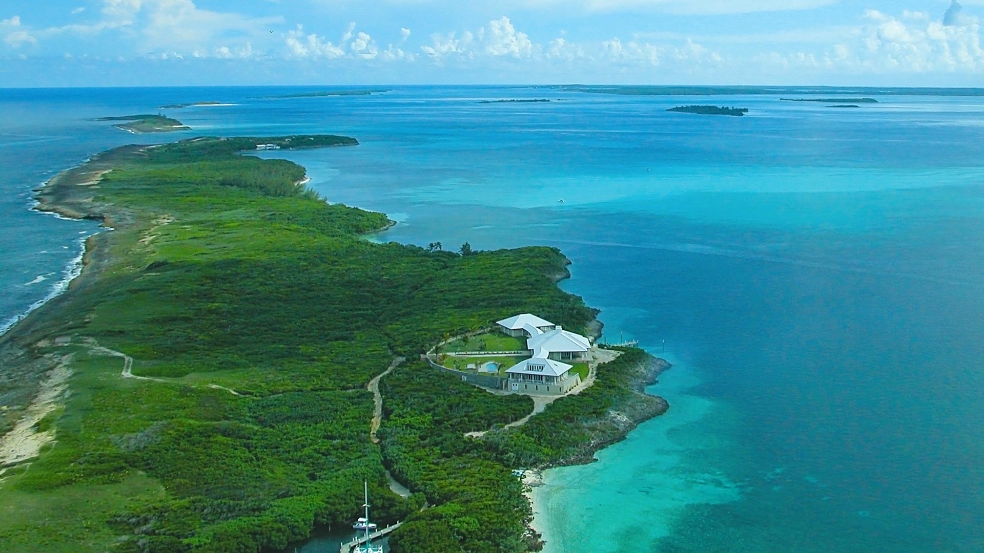 Tilloo Pond and neighboring island in the sea of Abaco